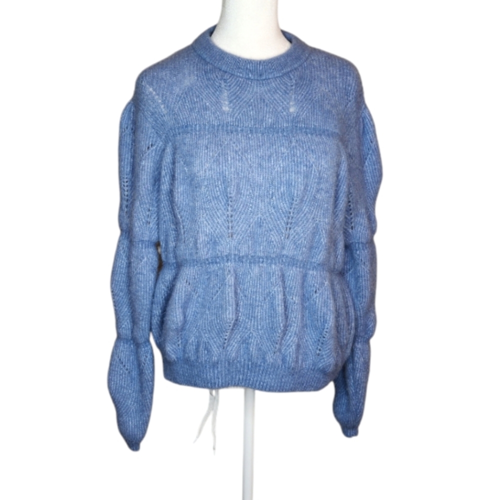 & Other Stories Fuzzy Bubble Alpaca Blend Blue Sweater Size XS